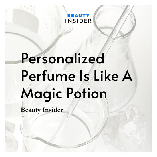  Beauty Insider. Personalized Perfume is Like A Magic Potion. A white background white clear glass beakers.  